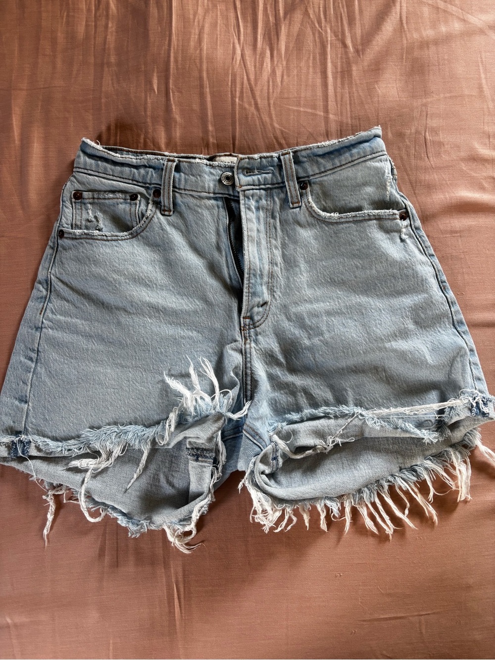 Abercrombie & Fitch Light Blue Distressed Denim Cutoff Shorts